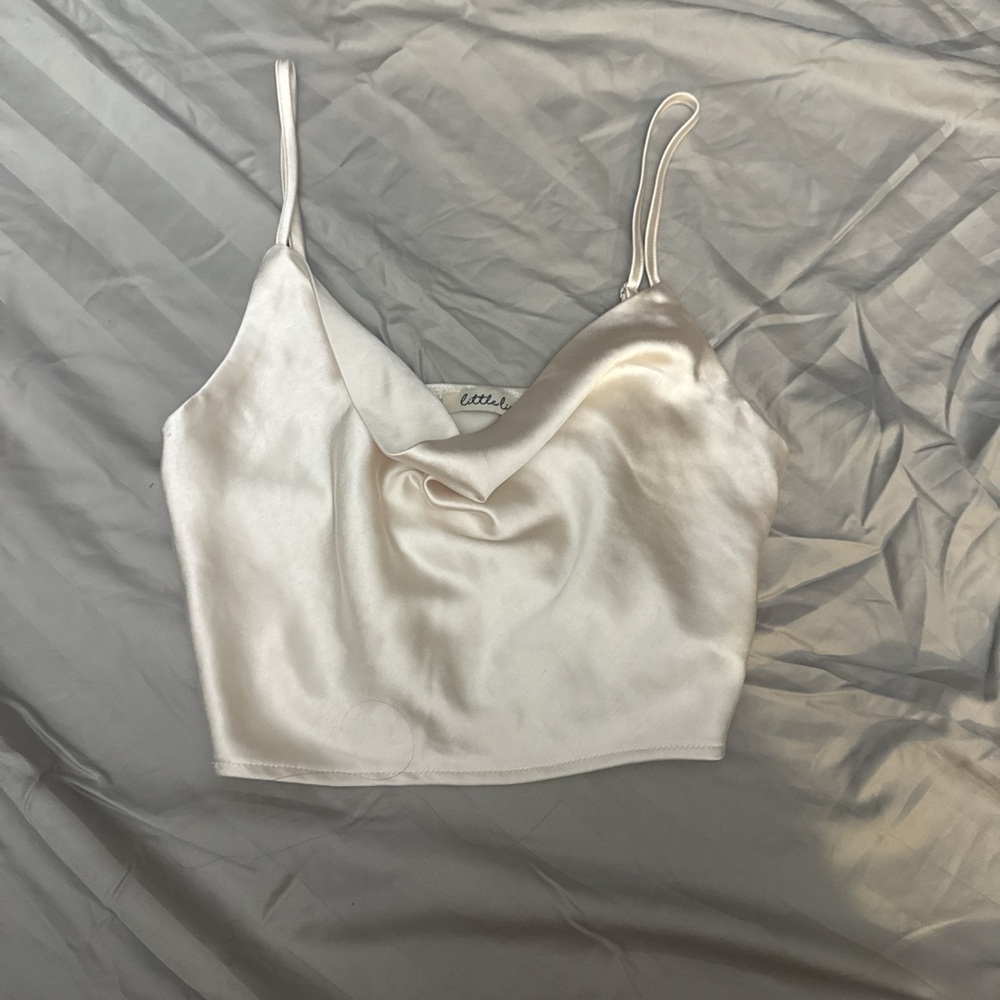 Chic Ivory Satin Camisole Top